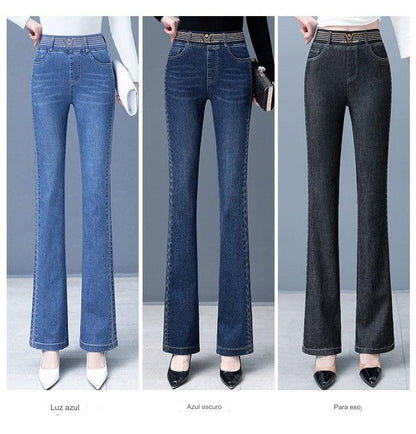 🔥Promoção de primavera: 49% de desconto【40-90KG】[Novidade] Jeans femininos cintura alta stretch flare3667376