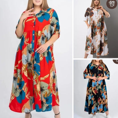 【S~5XL】 Modna, luźna sukienka z nadrukiem w dużych rozmiarach-3673913