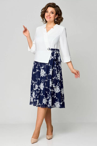 🥰【S-5XL】👗2024 nowa niebiesko-biała świeża sukienka koszulowa-3739871