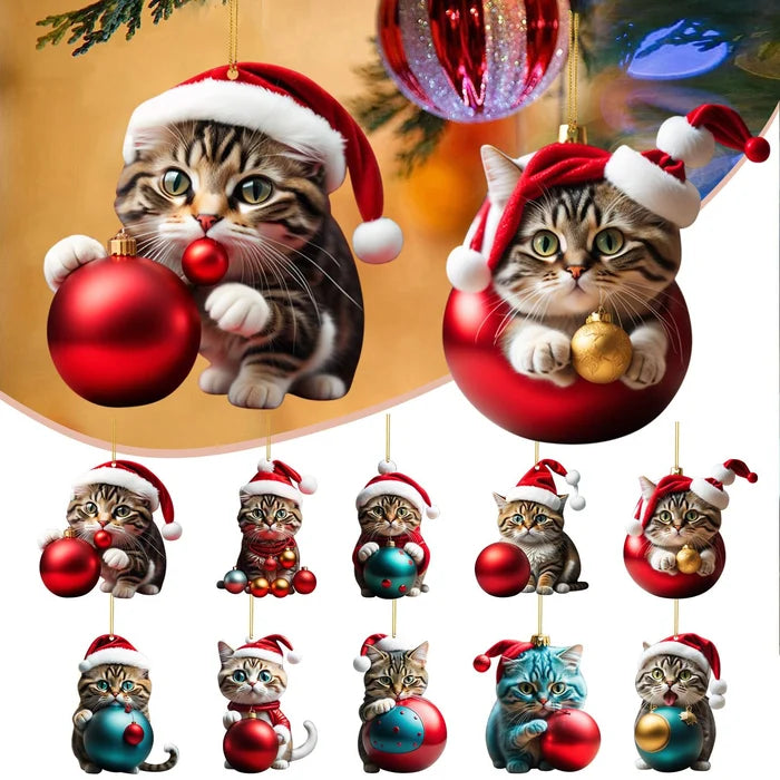 🔥🐈【Kup 7, a 3 otrzymasz gratis】🎄10 sztuk😻Ozdoby choinkowe w kształcie kotków. wiszące akcesoria dla kotów--3790224