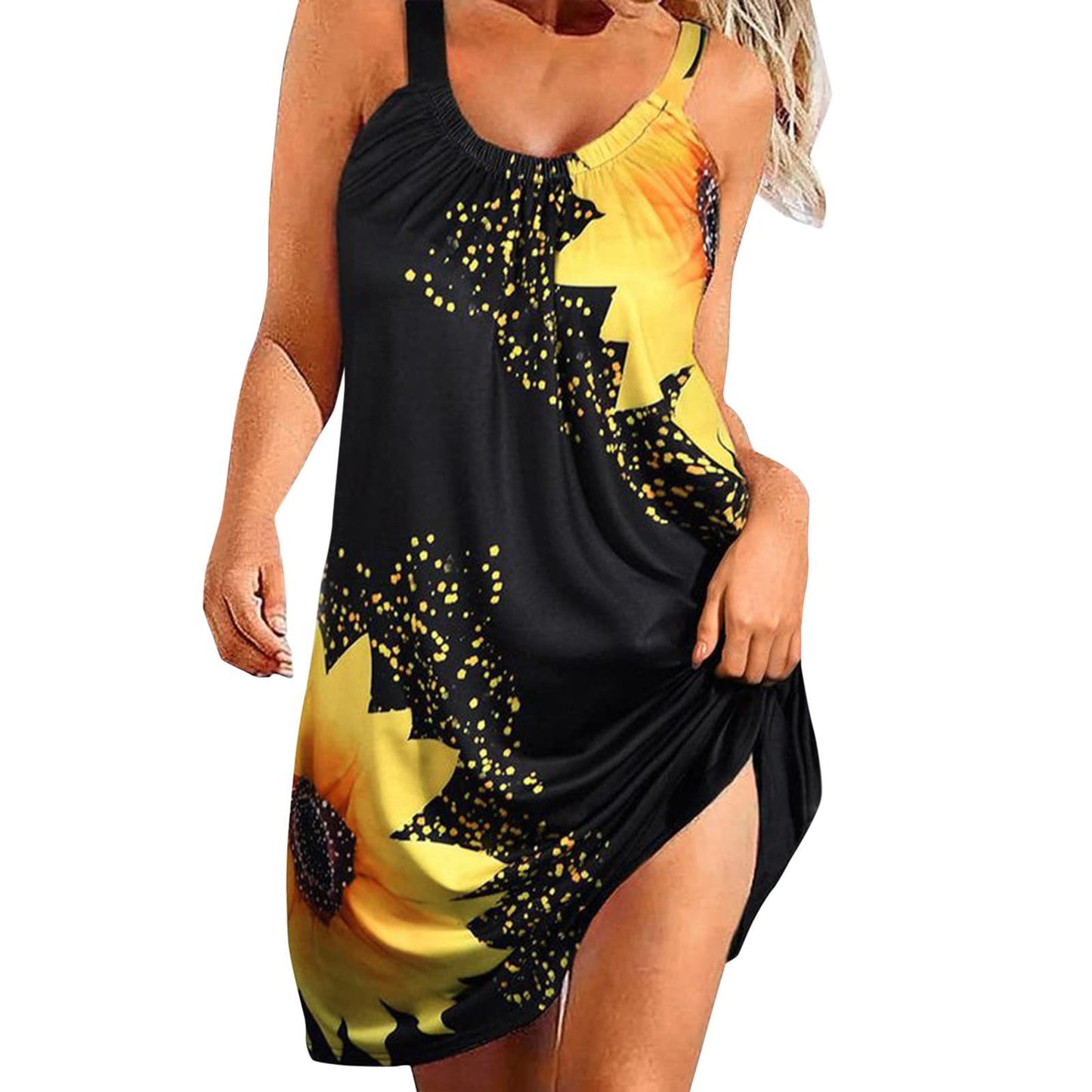 💟【S-5XL】👗 Nowa codzienna sukienka z nadrukiem i paskami_3637140