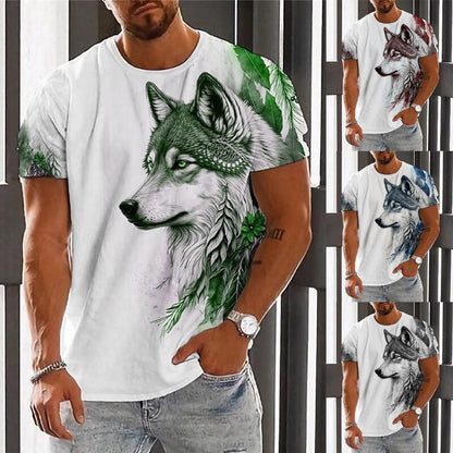 【2XS-6XL】👕👕 T-shirt męski z nadrukiem wilka-3675466